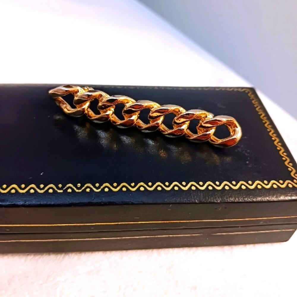 Rope Chain Coat Pin Brooche 2 1/4"  Gold Tone Regencycore Luxe‎ Fancy  Vintage